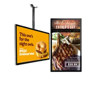 Pemasangan Dinding Dalam Ruangan Luar Ruangan Jendela Reklame Digital Menghadap Layar 4K Lcd Digital Display Iklan untuk Restoran Kopi Bar