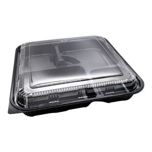 Rectangle Compartment Disposable Large 5 Compartment Bento Lunch Box with Clear Lid