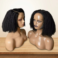 Perruques Bob Courtes en Cheveux Humains Brésiliens Bouclés Afro Kinky, Sans Colle, avec Fermeture en Dentelle HD Complète 4x4 5x5 7x7, Vente en Gros