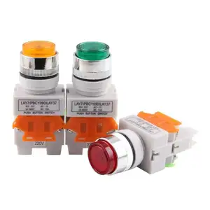 LAY37-11D (PBC) Y090 self reset button with light, one button to start protruding head LAY7 self-locking power switch