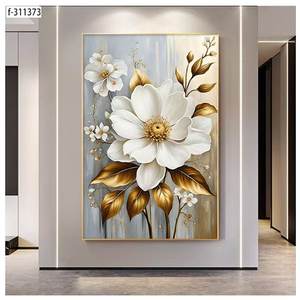 Pittura in porcellana di cristallo testurizzata 3D floreale floreale 3D <span class=keywords><strong>per</strong></span> soggiorno con sfondo moderno divano a foglia d'oro sfondo - Product Image 2