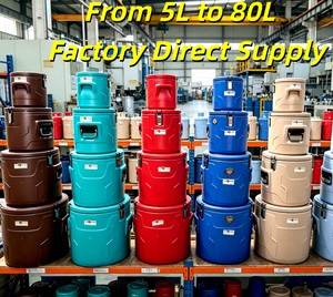 Factory Wholesale Portable Double Wall Insulated <b>Cooler</b> Food Warmer <b>Box</b> 4 Piece Set 20L-80L Stainless Steel Farmhouse Style - Product Image 1