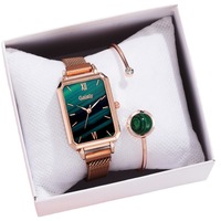 WJ-10925 Nouvelle montre-bracelet tendance pour femme, en alliage, de luxe, à profil haut, avec petit cadran vert, montre à quartz carrée