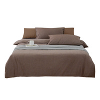 Ensemble de literie 4 pièces en coton pur teint en fil, couleur unie, avec drap plat, personnalisable