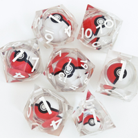 Ensemble de dés à noyau liquide DND personnalisé, 7 pièces, polyédriques en résine, pour jeux de table TRPG, faits à la main, avec rotation Poké Ball, cadeau