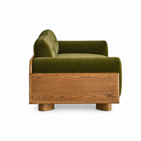 Canapé moderne de luxe en velours vert olive de 89 pouces avec structure en bois massif pour projets de villas et d'hôtels - Fabricant OEM/ODM