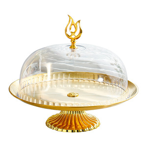 SA04 oro in acciaio inox vaschetta per dolci per uso domestico con <span class=keywords><strong>copertura</strong></span> in plastica trasparente per dolci pane piatto - Product Image 5