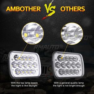 Phares carrés LED 5x7 6000K avec feux de circulation diurne (DRL) et clignotants, faisceau Hi-Lo pour Jeep Cherokee XJ Wrangler YJ, GMC, Ford F350 - Product Image 3