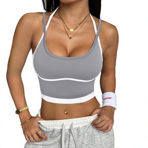 Women <b>Halter</b> Camisole Sport <b>Bra</b> | Lifting Compression Fitness Vest | Wireless High Stretch Gym Workout Undergarment Top OEM - Product Image 1