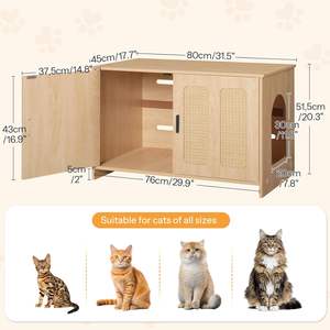 Coque <span class=keywords><strong>de</strong></span> bac à litière pour chats, double coque <span class=keywords><strong>de</strong></span> bac à litière avec griffoir, meuble adapté aux bacs à litière pour chats - Product Image 3