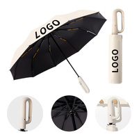 Parapluie automatique à crochet, grande baldaquin, poignée mousqueton, protection pluie et soleil, parapluie pliant, parapluie personnalisé avec logo, cadeaux
