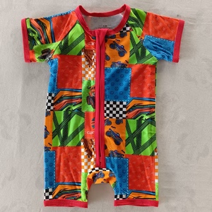 Оптовый комплект детских пижам из бамбуковой вискозы с двусторонней молнией и коротким рукавом, вязаный, на заказ - Product Image 3