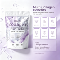 Sachets de poudre de collagène multi-effets hydrosoluble à marque privée, supplément de collagène HA VC Glutathion, soutien énergétique 454g