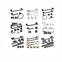 Ensemble d'accessoires de salle de bain en acier inoxydable : Porte-serviettes, Porte-rouleau de papier toilette, Crochets perforés, Support mural pour salle de bain