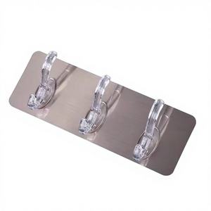 Porte-manteau mural multifonctionnel en PC, design classique à trois rangées, finition brossée, pour la maison, le bureau, les mariages et la salle de bain - Product Image 1