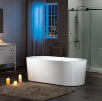 Baignoire autoportante en acrylique sans couture pour une personne, forme ovale, baignoire autoportante, hydrojets pour hôtel