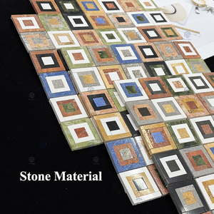 Mosaico <span class=keywords><strong>in</strong></span> Pietra Marmorizzata Moderna a Griglia Colorata 48x48mm, Mix <span class=keywords><strong>di</strong></span> Chip per Decorazione Pareti <span class=keywords><strong>di</strong></span> Hotel, Bagni e Cucine - Product Image 4