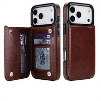 Étui portefeuille professionnel en polyuréthane pour iPhone 18 Pro Max 12 13 14 15 16 17 avec support magnétique, revêtement en PU et double emplacement pour cartes