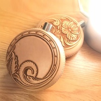 Bouteilles en alliage de titane pour eau minérale, Mini vin rond en cuir, sculpté à la main, Cowboy occidental classique