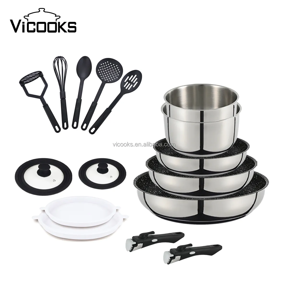 Stainless Steel Iron Pan With Removable Handle Cast Iron Cookware Set 10 Pieces Imusa Aluminum Pots