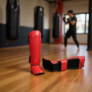 Protège-tibias en cuir PU HB SPORT, équipement de protection durable pour la boxe et les arts martiaux - Product Image 2
