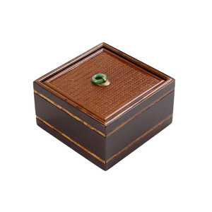Boîte artisanale en bambou avec bouton en jade pour le rangement de bijoux, boîte à broderie élégante de style chinois, capacité de 1 à 3 L - Product Image 4