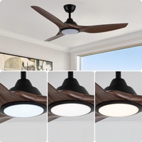 Ventilateur de plafond LED 52 pouces avec lumière, moteur DC, 3 pales en ABS, télécommande, ventilateur de plafond moderne intelligent pour intérieur