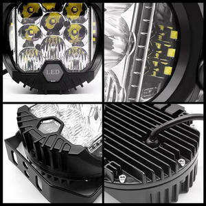Nouveaux phares LED pour moto de 7 pouces, 6500 lumens, blanc/jaune, 70W, 12V, barre de travail, éclairage antibrouillard, montage universel, tout-terrain - Product Image 4