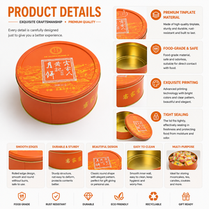 Custom Recyclable <b>Large</b> Food Grade Mooncake Tin <b>Box</b> Gold Foil Embossed Printing for Mid-Autumn Festival Biscuit Candy <b>Gift</b> Packs - Product Image 2