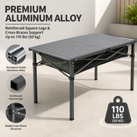 Table de camping pliante en aluminium portable |   Sac de transport léger et pliable en maille pour rangement de meubles d'extérieur rectangulaires