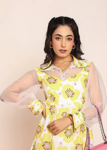 Chemise élégante en organza pour femme, tissu transparent, détails imprimés, manches longues, haut tendance, chemisier élégant pour l'été - Product Image 5