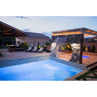 Cascade de piscine en acier inoxydable avec lame de cascade et éclairage LED