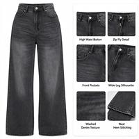 Jean en denim riveté à poches, taille haute, pour femme, idéal pour les soirées en boîte de nuit en ville