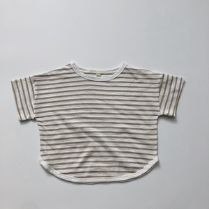 Camiseta de Manga Corta para Niñas, Cuello Redondo, Algodón, Rayas, Transpirable, Uso Diario, Proveedor ODM, Camiseta de Niña - Product Image 3