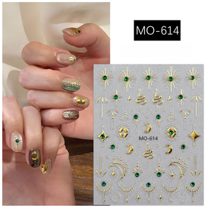 Autocollants pour ongles effet bronze style français, motifs cœur ajouré, petite fleur, strass, décalcomanies pour nail art, autocollants pour ongles avec logo personnalisé - Product Image 5