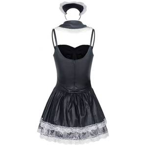 Costume de Jeu de Rôle Sexy pour Femme - Robe Halter Noire en Dentelle avec Nœud pour Halloween - Product Image 2
