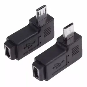 2 adet/takım L şekilli Mini USB dişi mikro USB erkek 90 derece sağ sol açı adaptör konnektörü şarj dönüştürücü adaptör