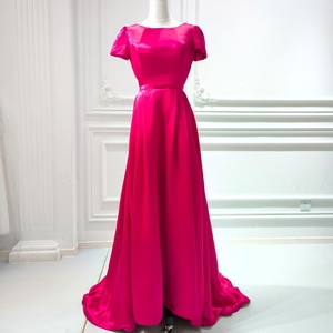 S0461L 2026 nuova moda rosa rossa girocollo a manica lunga <span class=keywords><strong>abito</strong></span> <span class=keywords><strong>da</strong></span> sera in raso <span class=keywords><strong>cerimonia</strong></span> per adulti <span class=keywords><strong>abito</strong></span> <span class=keywords><strong>da</strong></span> sera di fascia alta - Product Image 2