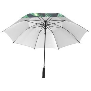 Custom Logo Outdoor Double Layer 190T Pongee Windproof Protection Straight Golf <b>Umbrella</b> Semi-<b>Automatic</b> Opening Black Fiberglass - Product Image 2