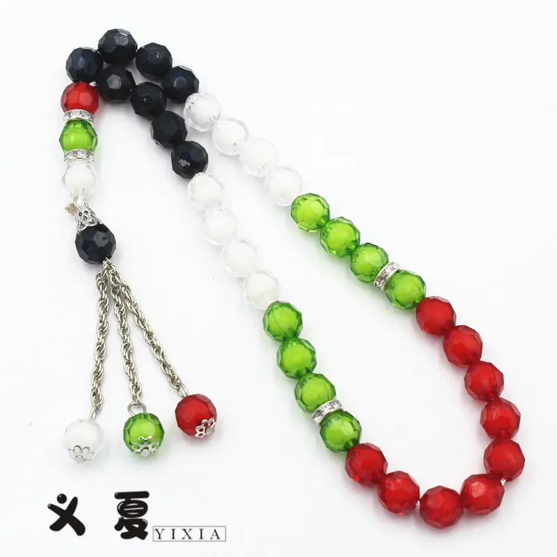 Beads in beads bendera warna UEA UEA rosario akrilik Muslim rosario 33 TASBIH tasbeeh 9-10mm