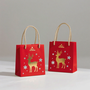 Sacs en carton de style classique à usage de supermarché avec logo personnalisé sac fourre-tout pour emballage de cadeau de Noël - Product Image 1