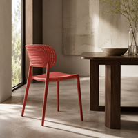 Chaise de salle à manger empilable en plastique PP de style nordique, dossier en maille, moderne et simple, pour restaurants, événements et locations