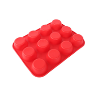 Moule à gâteau en silicone rond à 12 trous, moule à muffins, moule à pudding, moule à gâteau rond en silicone de qualité alimentaire antiadhésif pour cupcakes