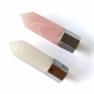 Herramientas de belleza portátiles de tamaño viaje para masaje facial, rodillo de jade natural y cuarzo rosa, botella dispensadora vacía para aceites esenciales. - Product Image 1