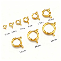 Fermoirs à ressort ronds en acier inoxydable 316L plaqué or 18 carats, 5-18 mm, pour la fabrication de bijoux DIY, connecteurs de colliers et bracelets