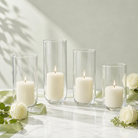Porte-bougie en verre à fond arqué multi-tailles, récipient en verre transparent pour bougie pilier, arrangement de fleurs séchées