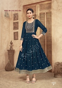 Faux Georgette Designer Long Kurti vestido con forro de algodón Adjunto dentro de los vestidos de las mujeres de la India - Product Image 4