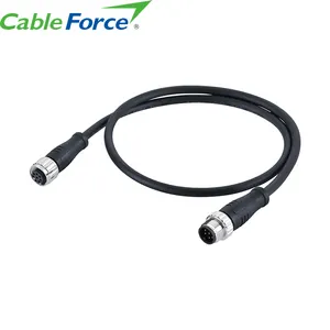 Cableforce Ganti Ke Truk RKS8T-5-RSS8T/TEL M12 A Kode Laki-laki Ke Perempuan 8 Pin Konektor Tahan Air Dicetak dengan Kabel 5M