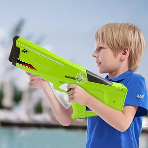 Pistola de agua eléctrica con absorción de agua automática para niños, juguete de pistola de agua de tiburón, para disparar al aire libre, para verano