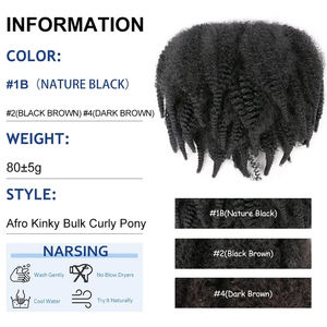 Extensiones de Cabello Sintético Rizado Marley <span class=keywords><strong>Multicolor</strong></span> de 10 Pulgadas, de Alta Calidad, con Clip, Cola de Caballo Afro Rizada, Venta al por Mayor Africana - Product Image 5